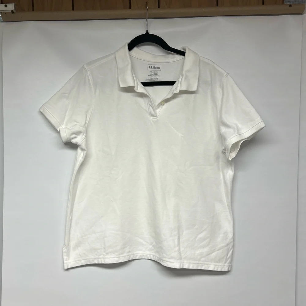 L.L. Bean Classic Cream Polo Shirt - Picture 1 of 4